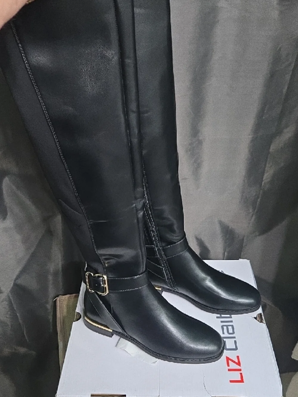 SALE! Liz Claiborne Black Over-the-Knee Buckle Riding Boots